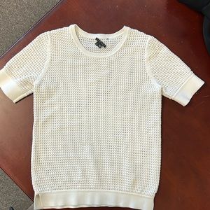 Theory crochet cut out short sleeve sweater - off white